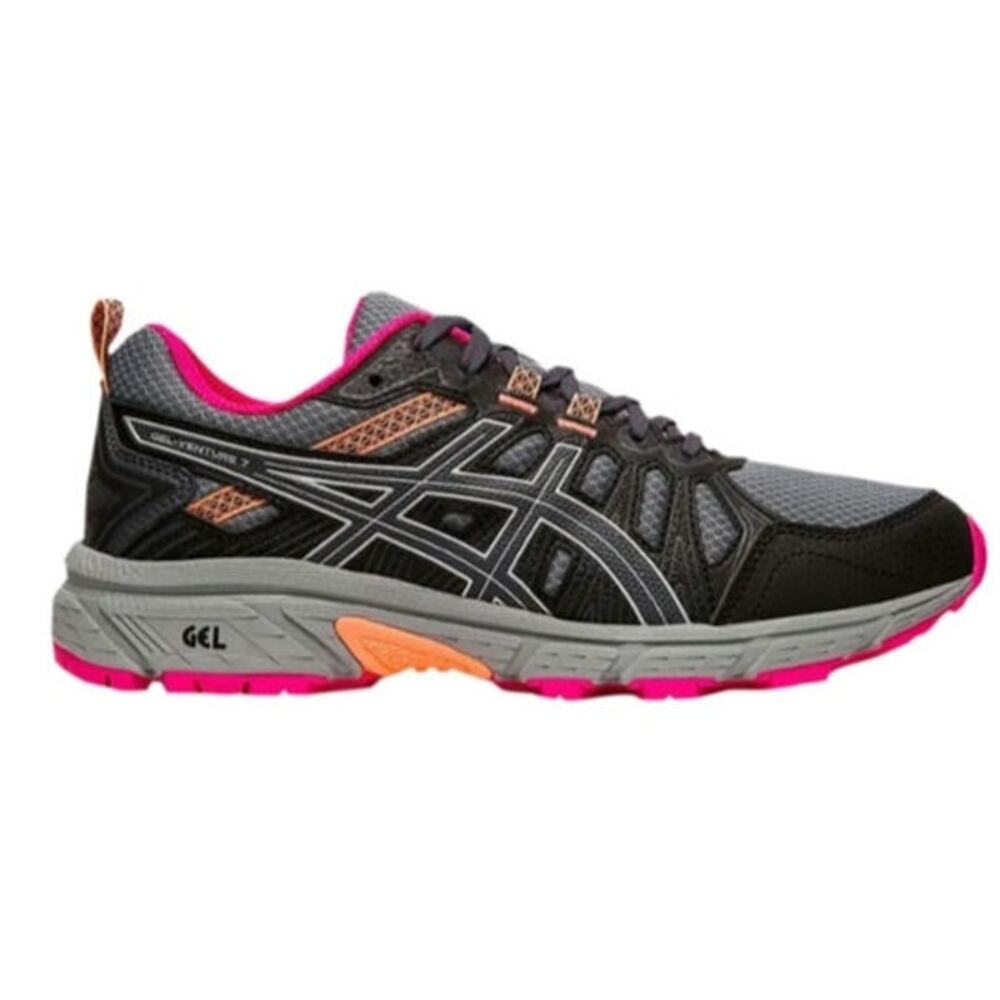 ASICS Gel Venture 7 Gray Black Pink Women's 10 Trail Running Hiking Shoe Sneaker